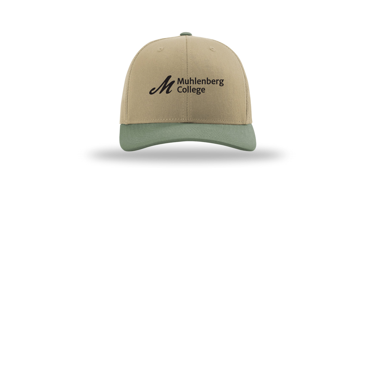 muhlenberg-richardson-trucker-cap-embroidery-capfront-R112-khakikhakiloden-flat-front