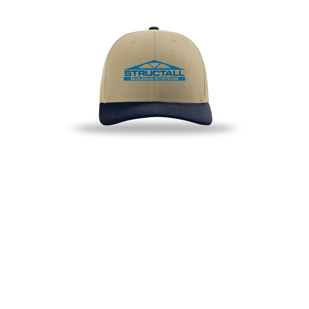structall-richardson-trucker-cap-embroidery-capfront-R112-khakikhakinavy-flat-front