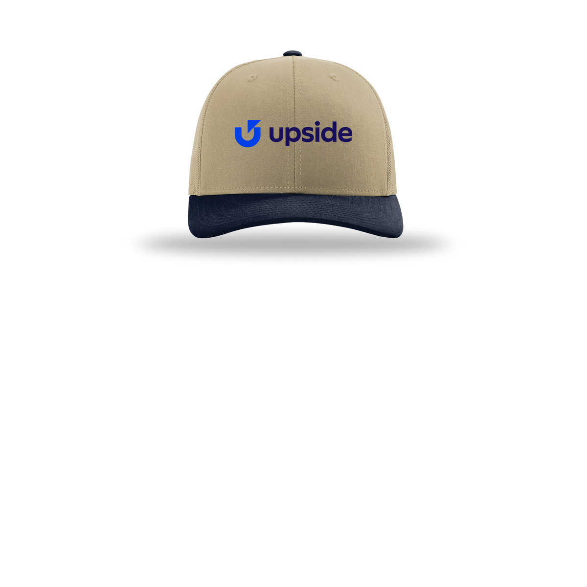 upside-richardson-trucker-cap-embroidery-capfront-R112-khakikhakinavy-flat-front