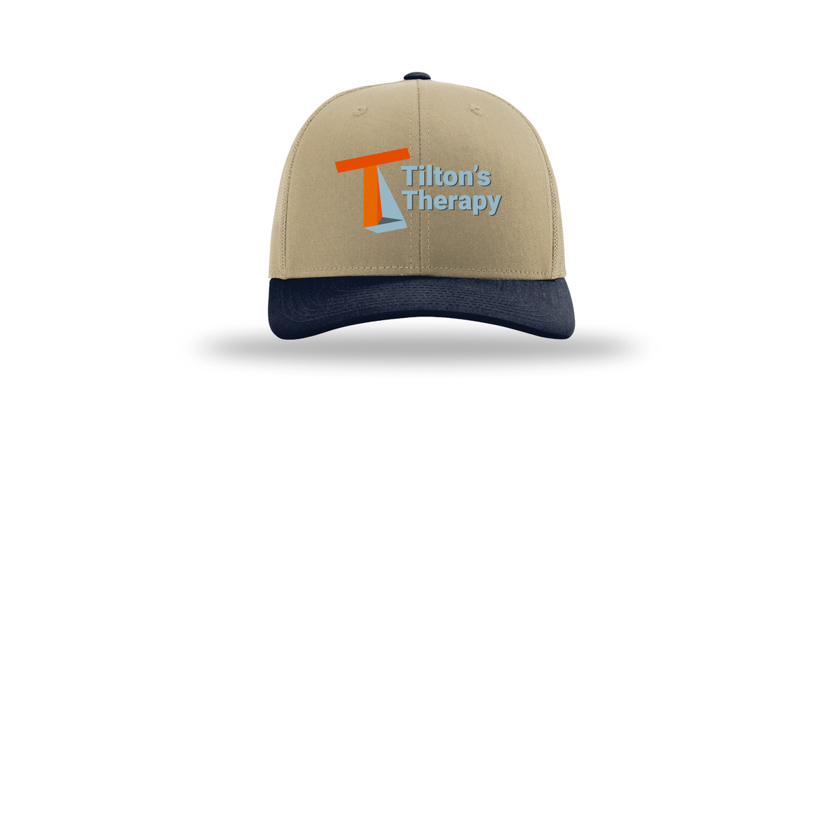 tiltonstherapy-richardson-trucker-cap-embroidery-capfront-R112-khakikhakinavy-flat-front