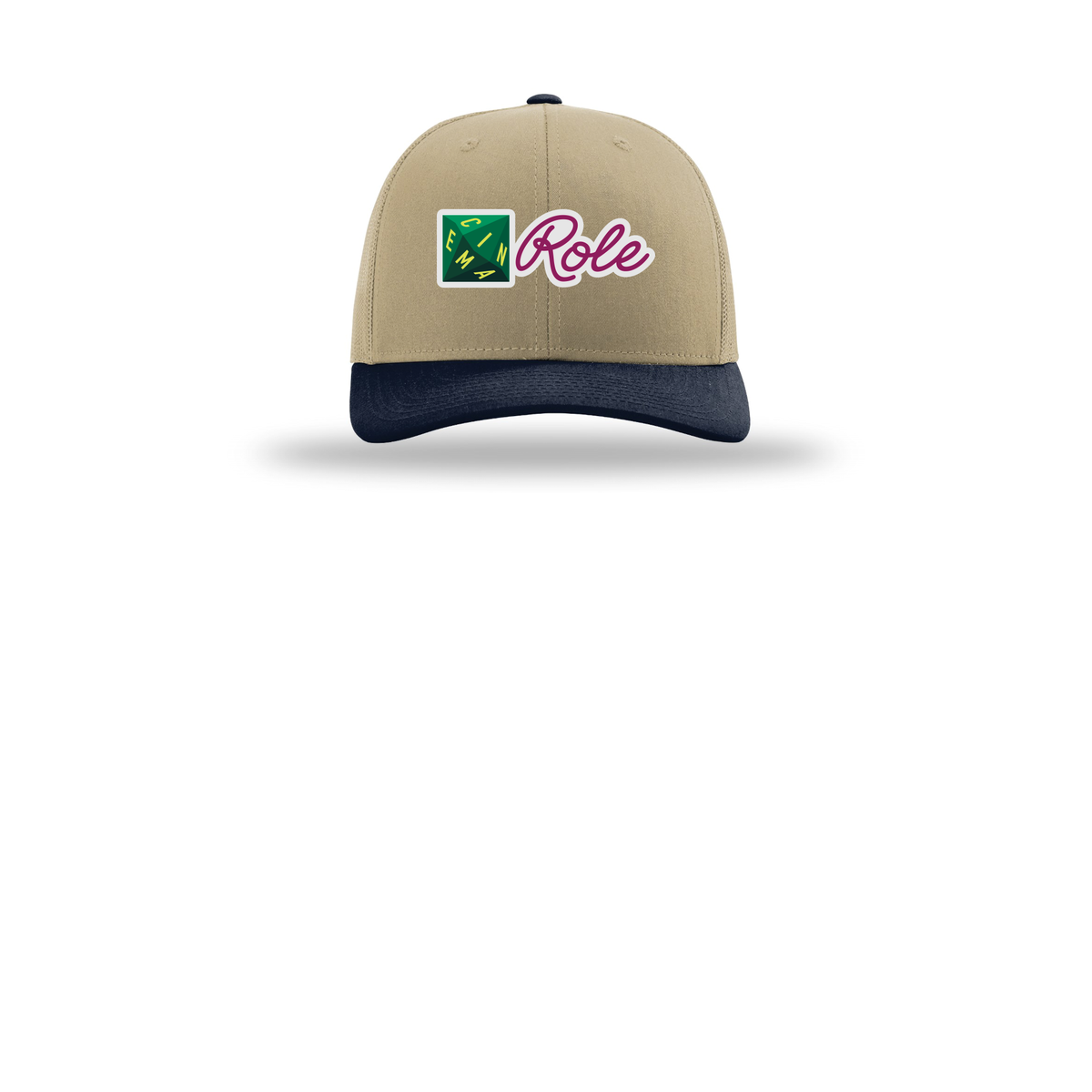 cinemarole-richardson-trucker-cap-embroidery-capfront-R112-khakikhakinavy-flat-front