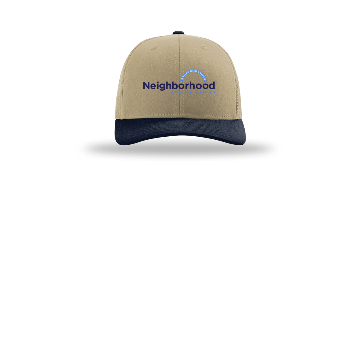 ncschools-richardson-trucker-cap-embroidery-capfront-R112-khakikhakinavy-flat-front