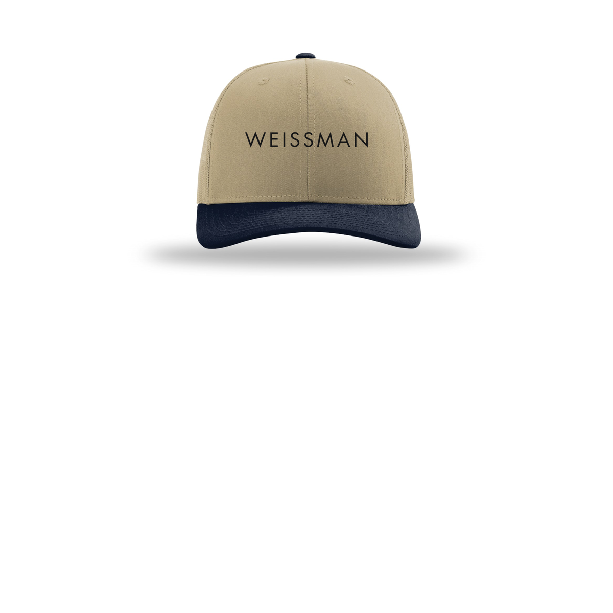 weissmans-richardson-trucker-cap-embroidery-capfront-R112-khakikhakinavy-flat-front