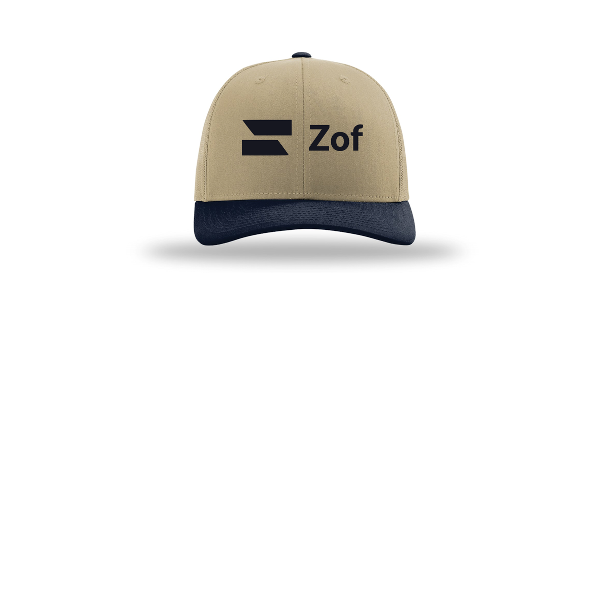 zof-richardson-trucker-cap-embroidery-capfront-R112-khakikhakinavy-flat-front