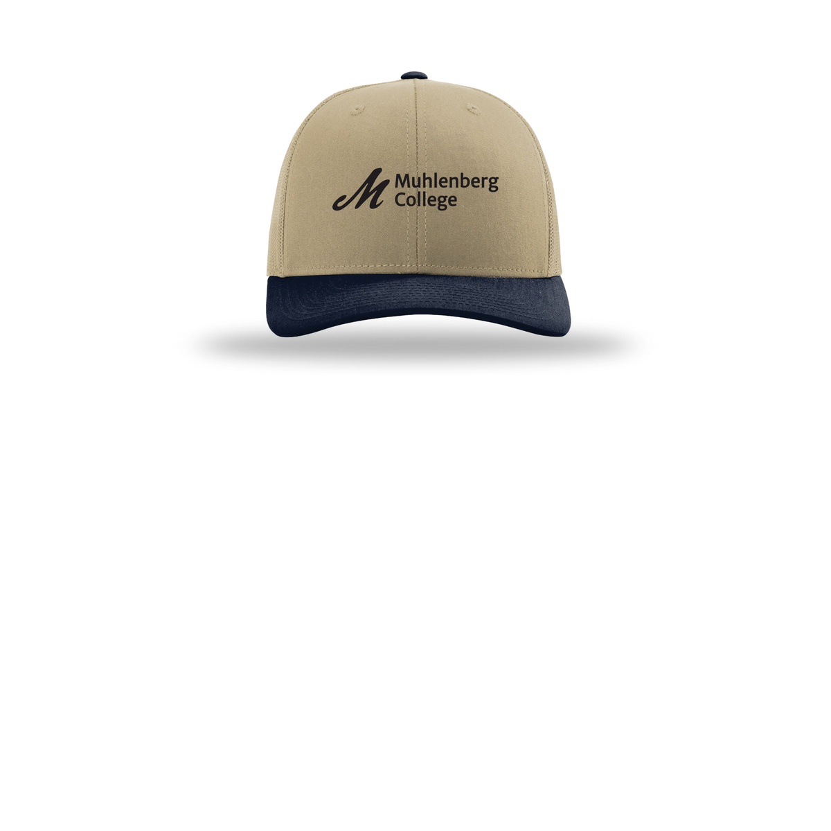 muhlenberg-richardson-trucker-cap-embroidery-capfront-R112-khakikhakinavy-flat-front