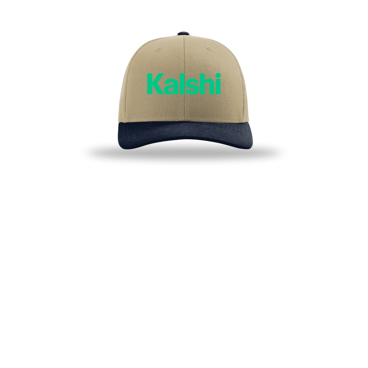 kalshi-richardson-trucker-cap-embroidery-capfront-R112-khakikhakinavy-flat-front
