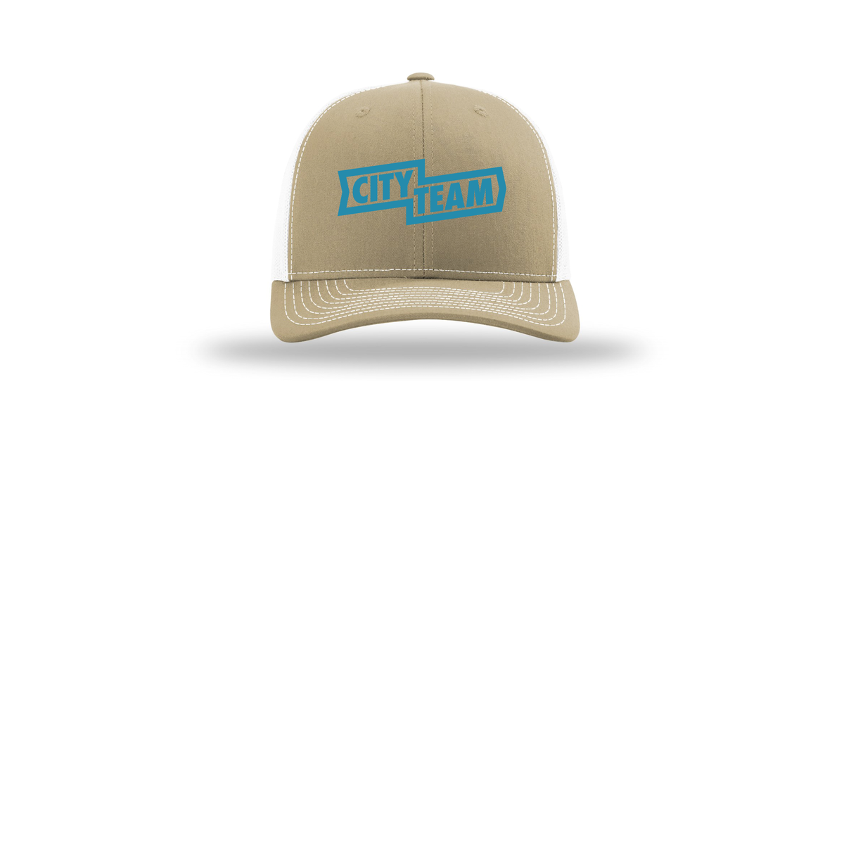 cityteam-richardson-trucker-cap-embroidery-capfront-R112-khakiwhite-flat-front