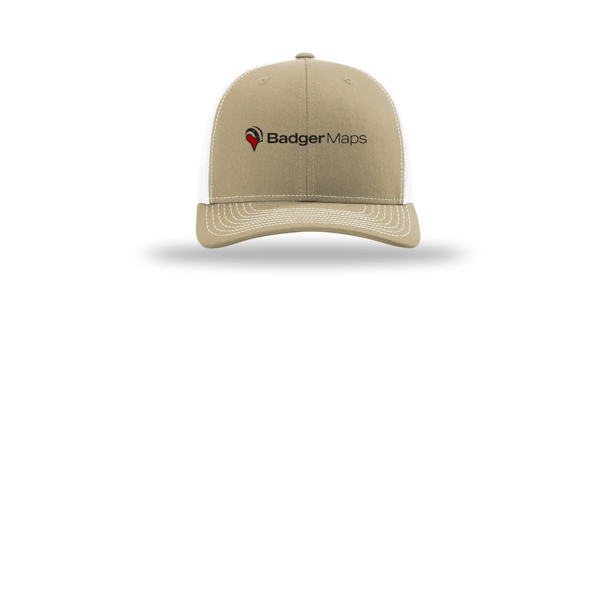 badgermapping-richardson-trucker-cap-embroidery-capfront-R112-khakiwhite-flat-front