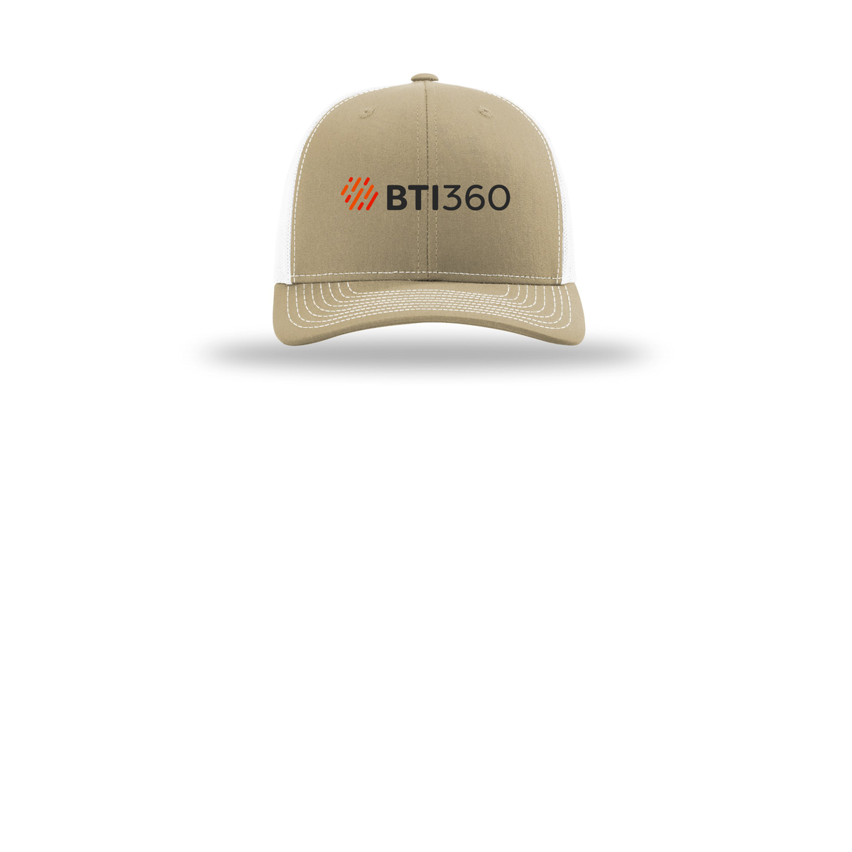 bti360-richardson-trucker-cap-embroidery-capfront-R112-khakiwhite-flat-front