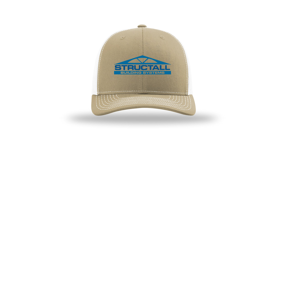 structall-richardson-trucker-cap-embroidery-capfront-R112-khakiwhite-flat-front