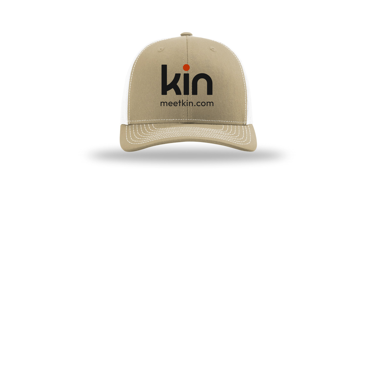 kin-richardson-trucker-cap-embroidery-capfront-R112-khakiwhite-flat-front