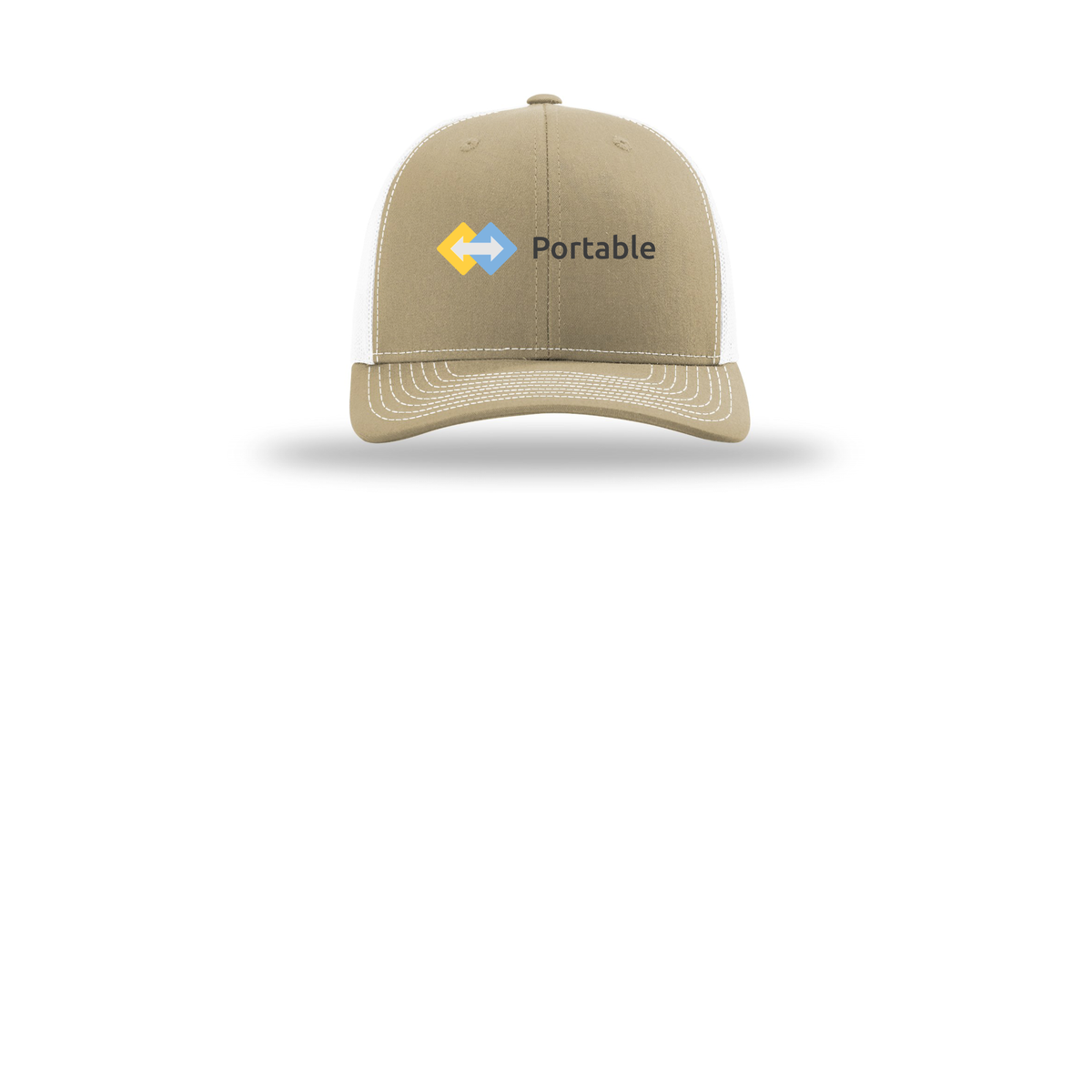 portable-richardson-trucker-cap-embroidery-capfront-R112-khakiwhite-flat-front