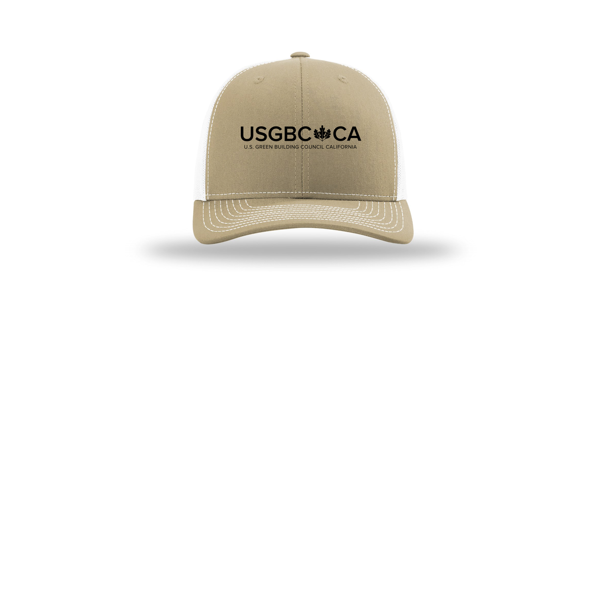 usgbc-ca-richardson-trucker-cap-embroidery-capfront-R112-khakiwhite-flat-front