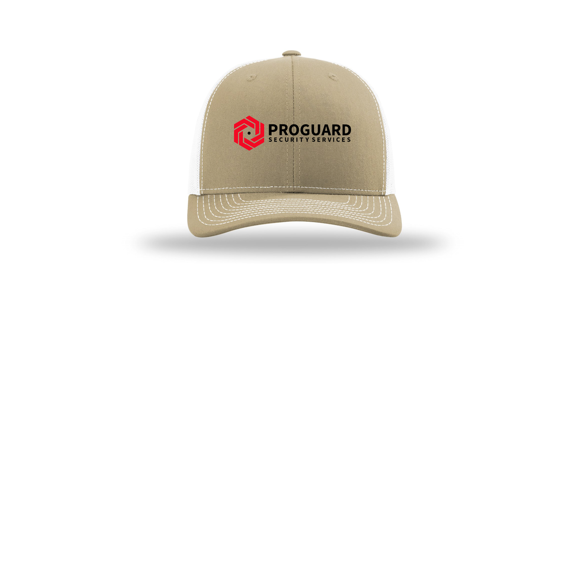 proguardsecurityservices-richardson-trucker-cap-embroidery-capfront-R112-khakiwhite-flat-front
