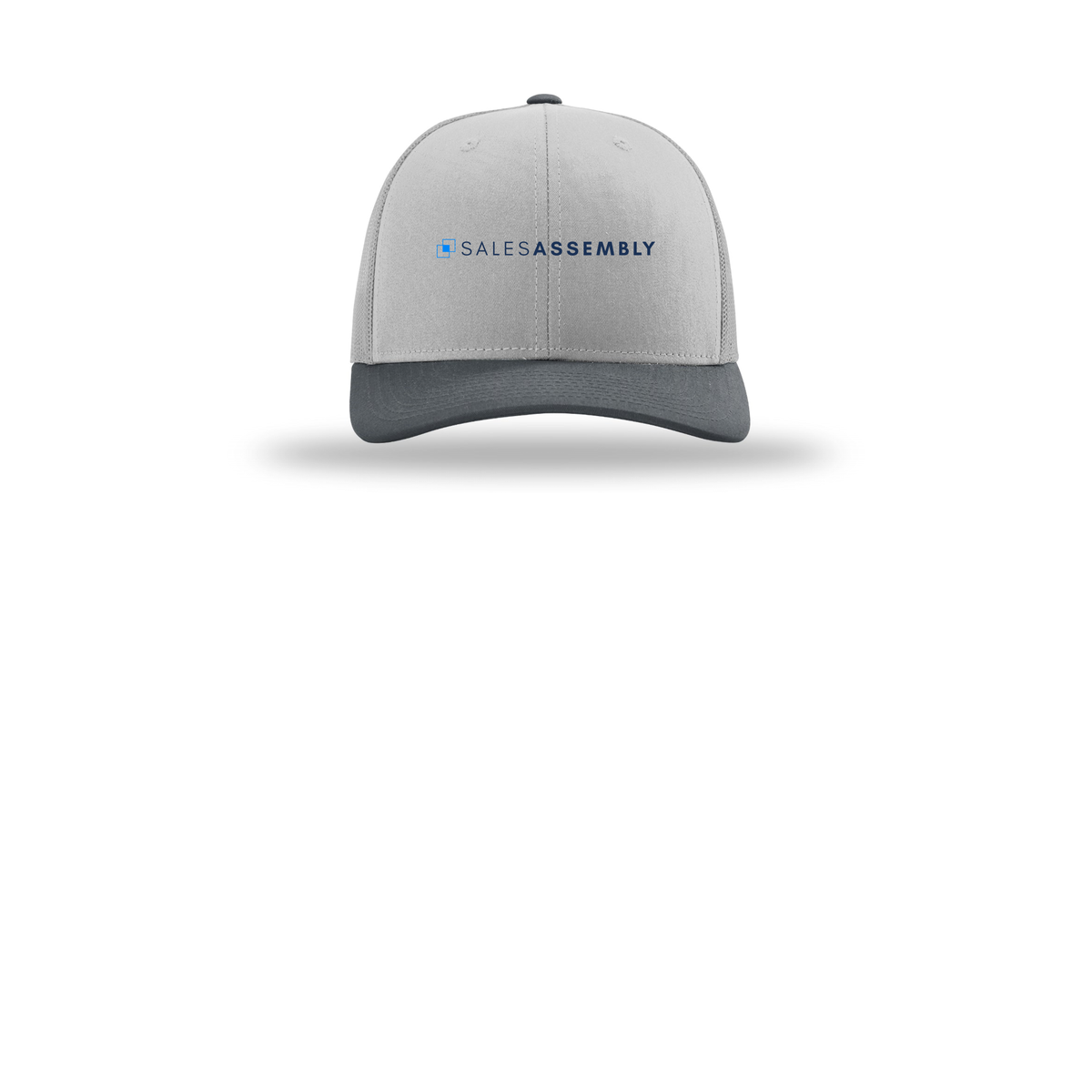 salesassembly-richardson-trucker-cap-embroidery-capfront-R112-lightgreylightgreygunmetal-flat-front