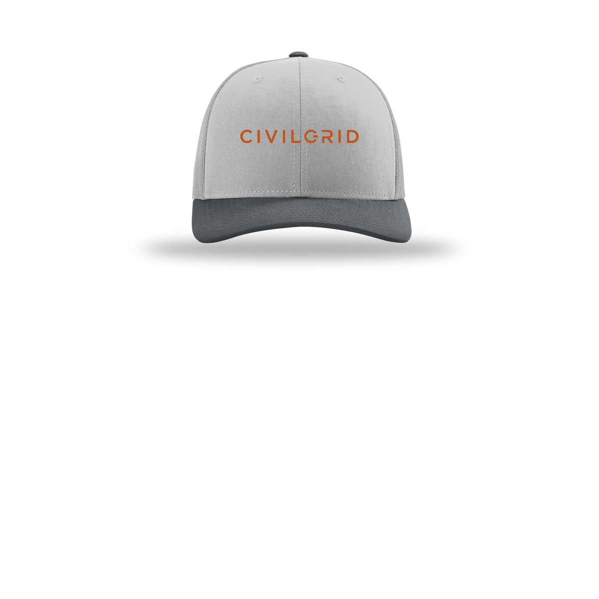 civilgrid-richardson-trucker-cap-embroidery-capfront-R112-lightgreylightgreygunmetal-flat-front