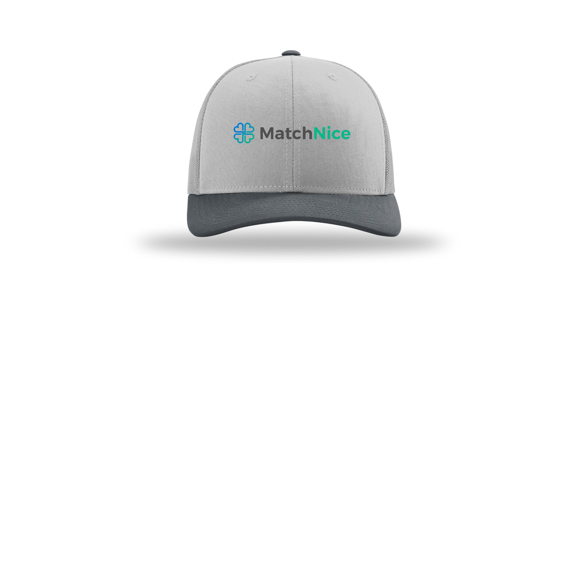 matchnice-richardson-trucker-cap-embroidery-capfront-R112-lightgreylightgreygunmetal-flat-front