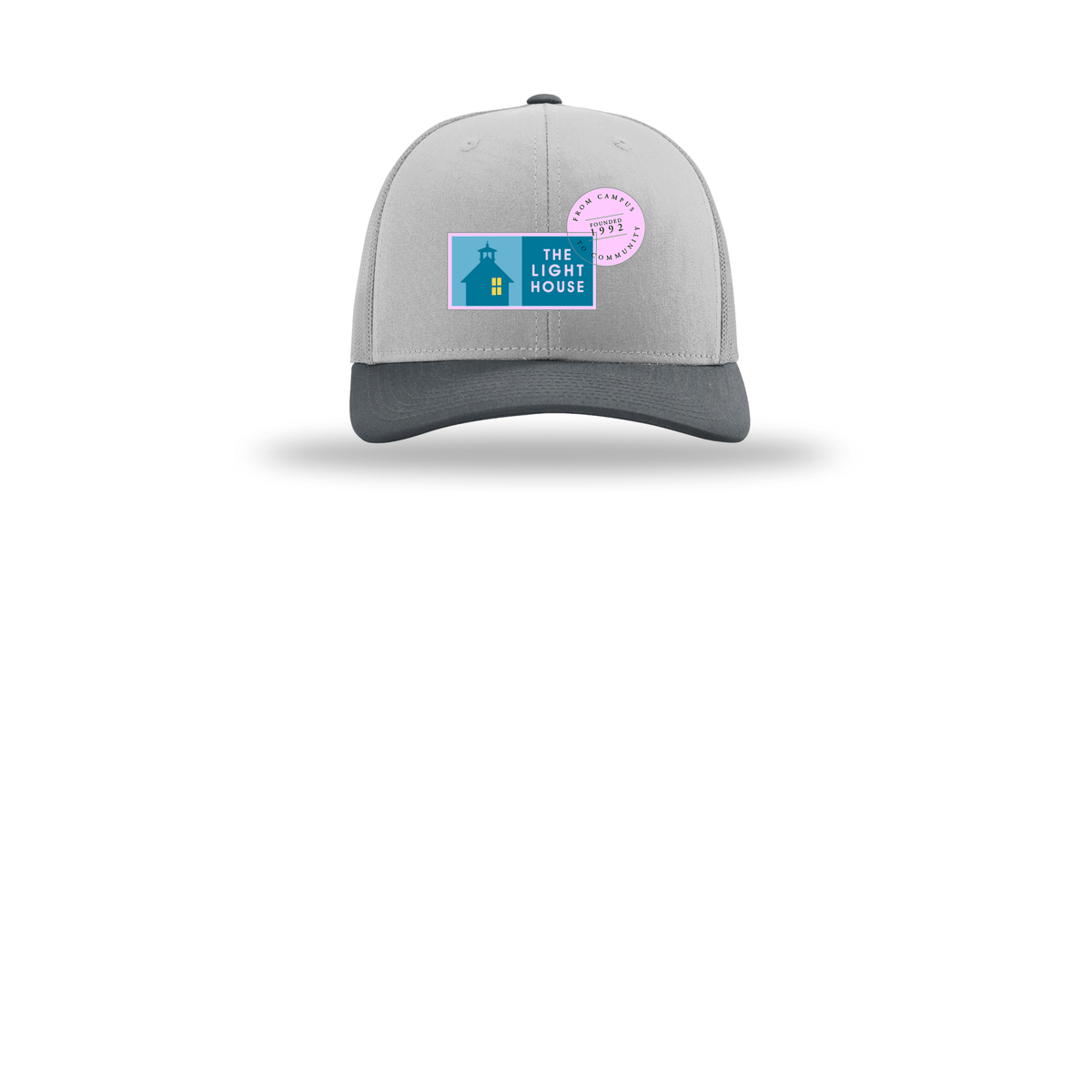 lhcampus-richardson-trucker-cap-embroidery-capfront-R112-lightgreylightgreygunmetal-flat-front