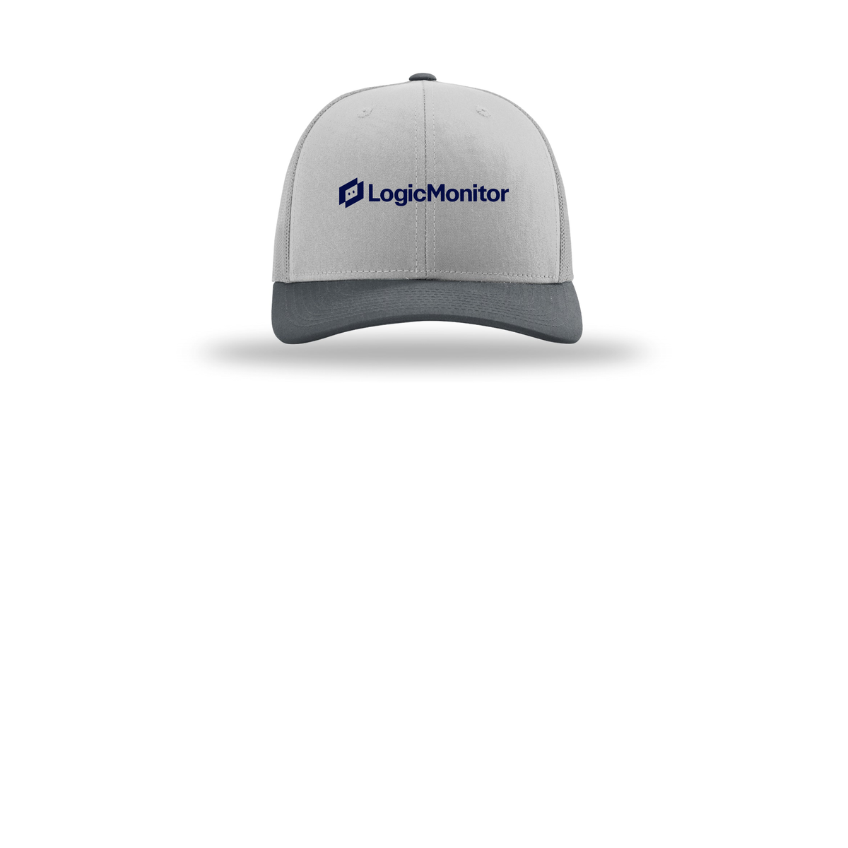 logicmonitor-richardson-trucker-cap-embroidery-capfront-R112-lightgreylightgreygunmetal-flat-front