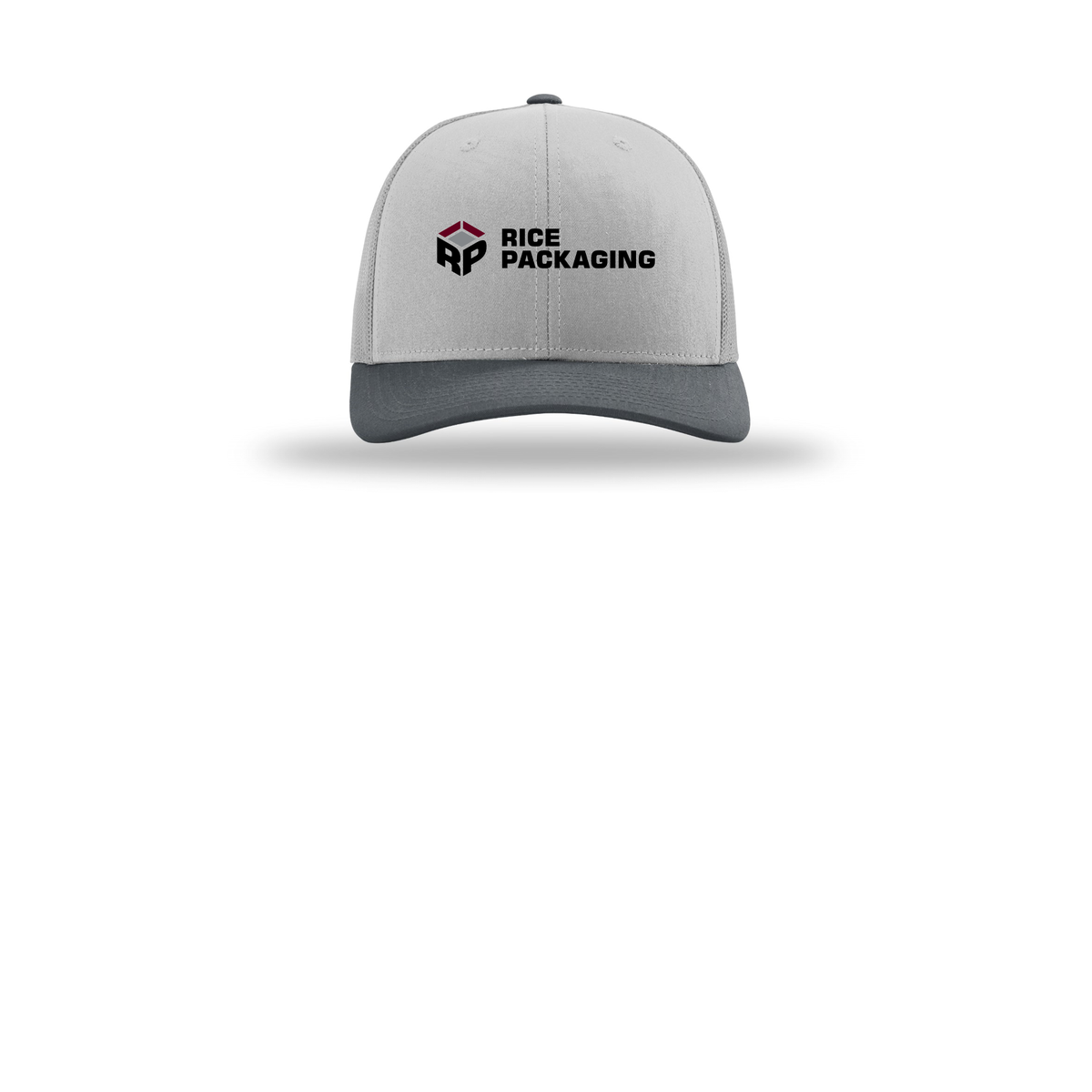 ricepackaging-richardson-trucker-cap-embroidery-capfront-R112-lightgreylightgreygunmetal-flat-front