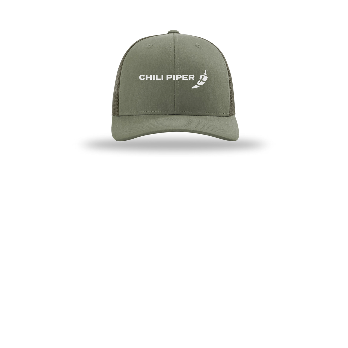 chilipiper-richardson-trucker-cap-embroidery-capfront-R112-loden-flat-front