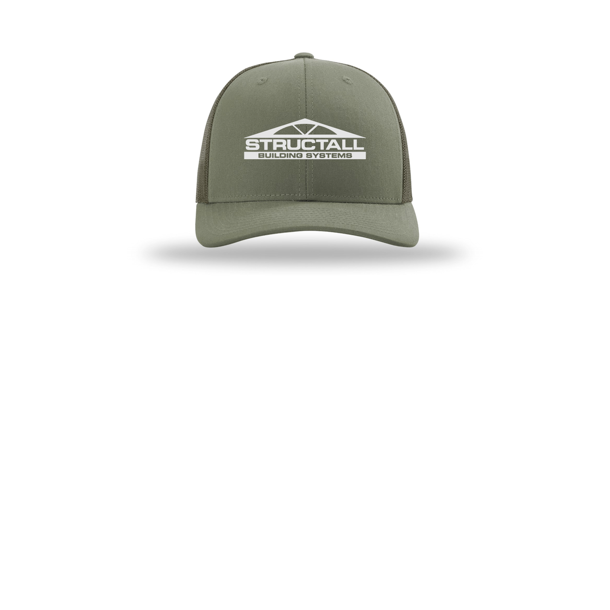 structall-richardson-trucker-cap-embroidery-capfront-R112-loden-flat-front