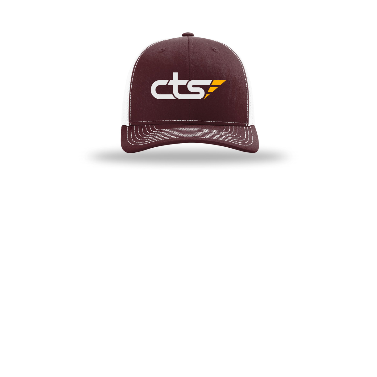 cts1-richardson-trucker-cap-embroidery-capfront-R112-maroonwhite-flat-front