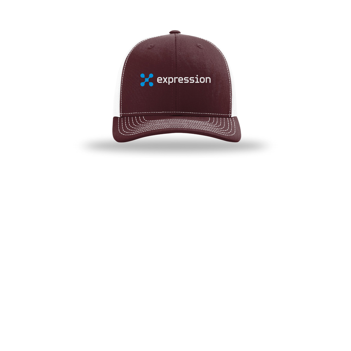expr-richardson-trucker-cap-embroidery-capfront-R112-maroonwhite-flat-front