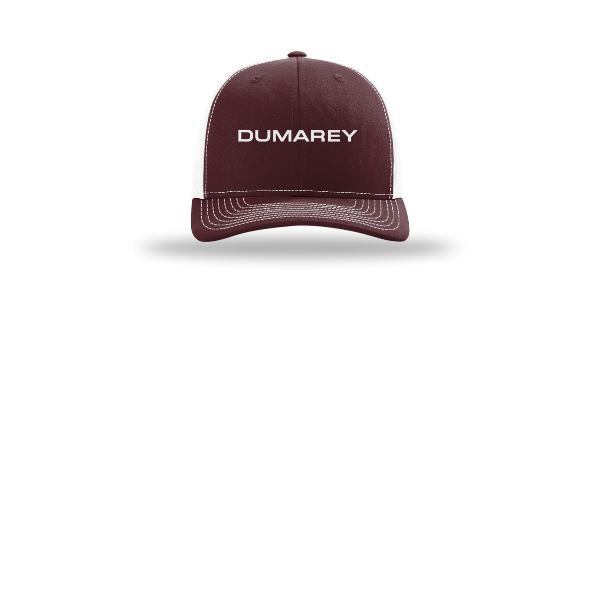 dumarey-richardson-trucker-cap-embroidery-capfront-R112-maroonwhite-flat-front