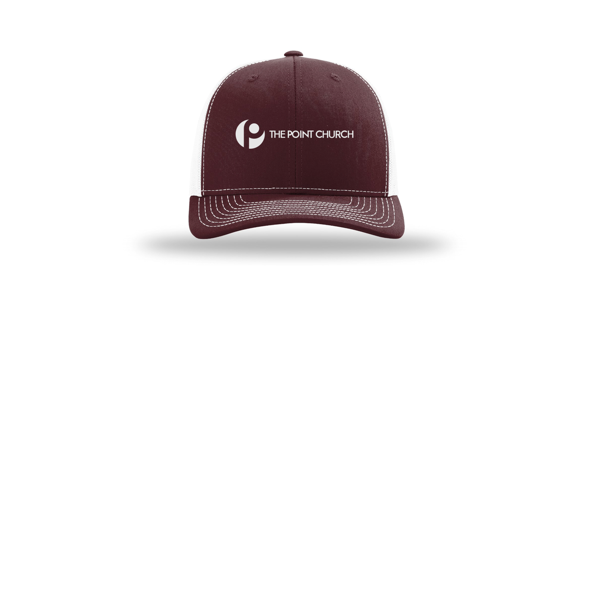 thepointva-richardson-trucker-cap-embroidery-capfront-R112-maroonwhite-flat-front
