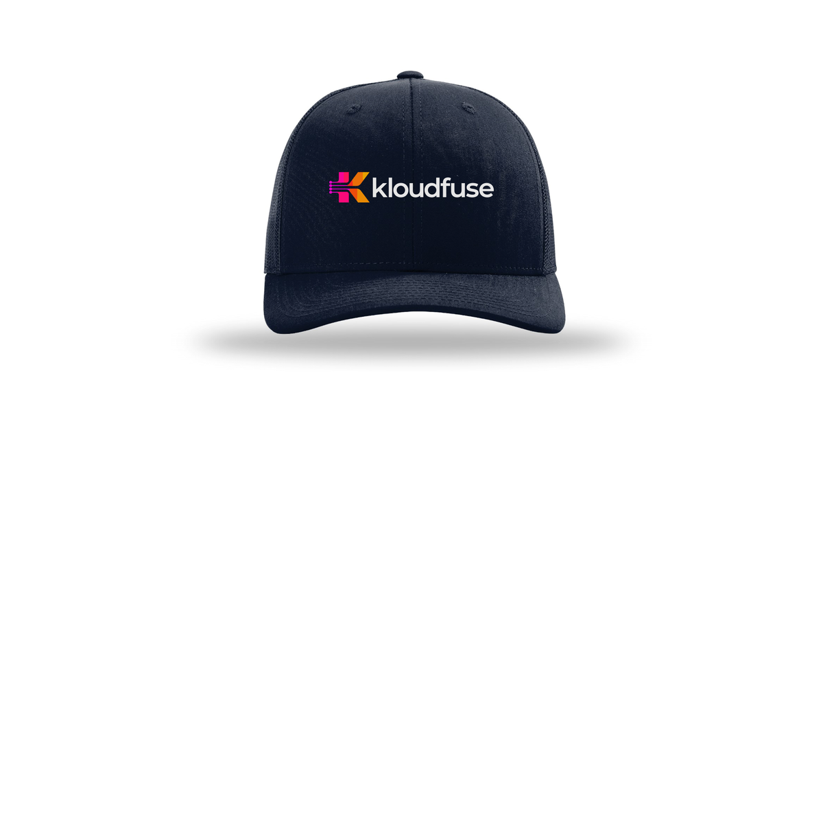 kloudfuse-richardson-trucker-cap-embroidery-capfront-R112-navy-flat-front