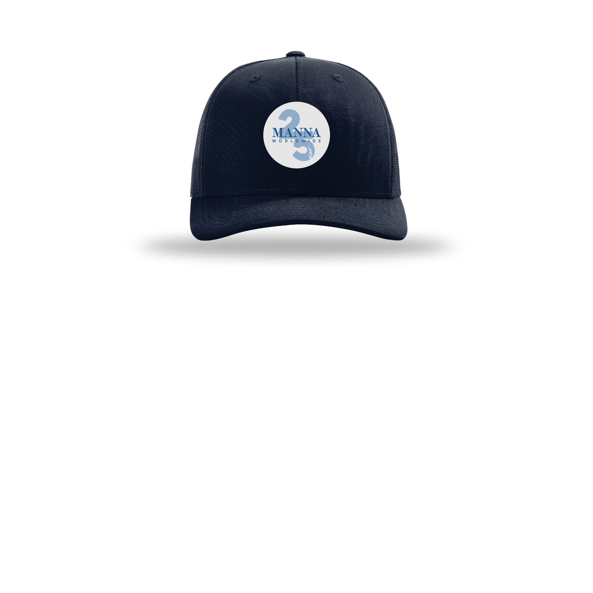 mannaworldwide-richardson-trucker-cap-embroidery-capfront-R112-navy-flat-front
