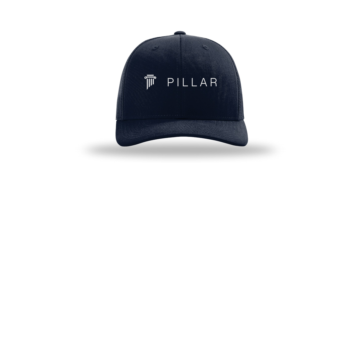 pillar-richardson-trucker-cap-embroidery-capfront-R112-navy-flat-front