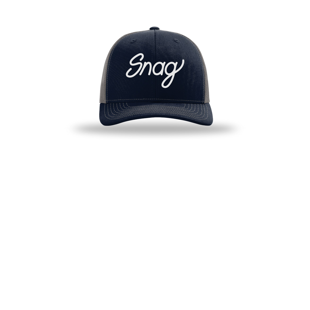snagdelivery-richardson-trucker-cap-embroidery-capfront-R112-navycharcoal-flat-front