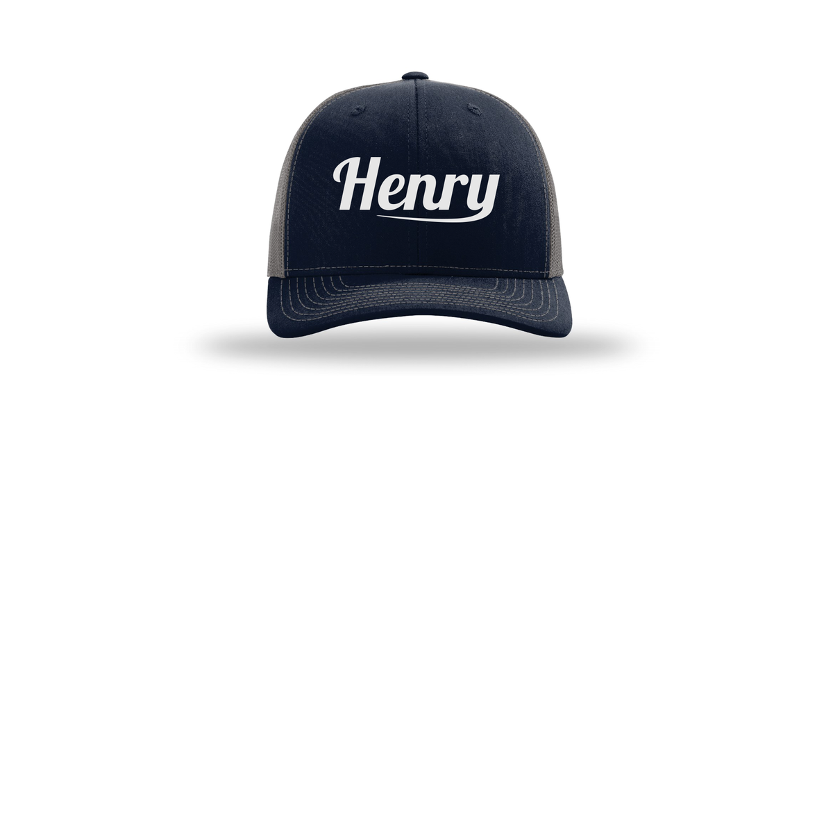 henrymeds-richardson-trucker-cap-embroidery-capfront-R112-navycharcoal-flat-front