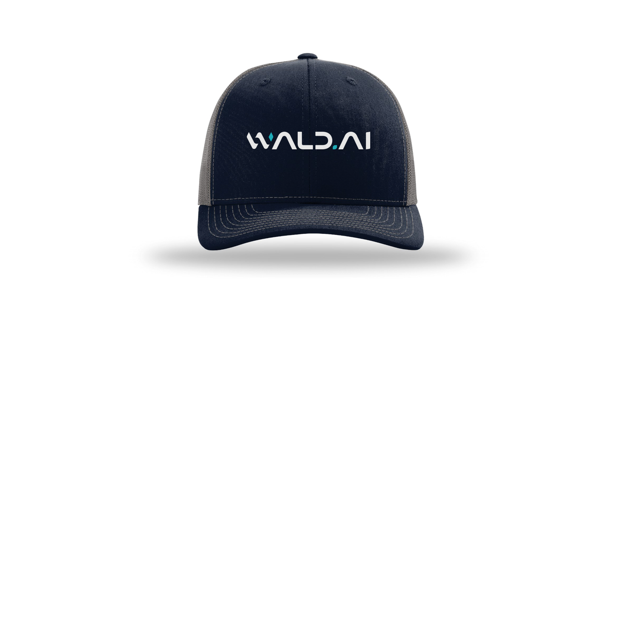 wald-richardson-trucker-cap-embroidery-capfront-R112-navycharcoal-flat-front