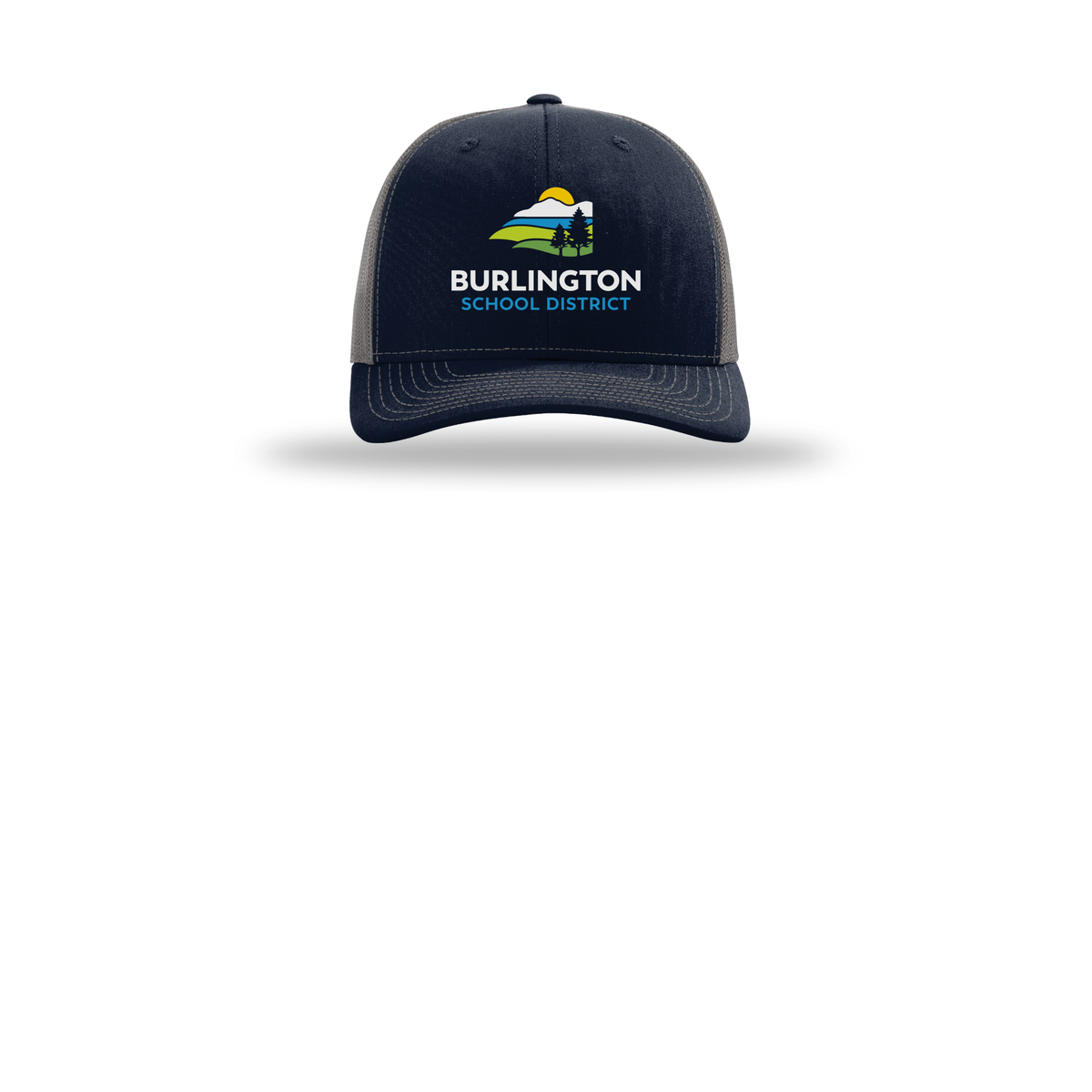 bsdvt-richardson-trucker-cap-embroidery-capfront-R112-navycharcoal-flat-front