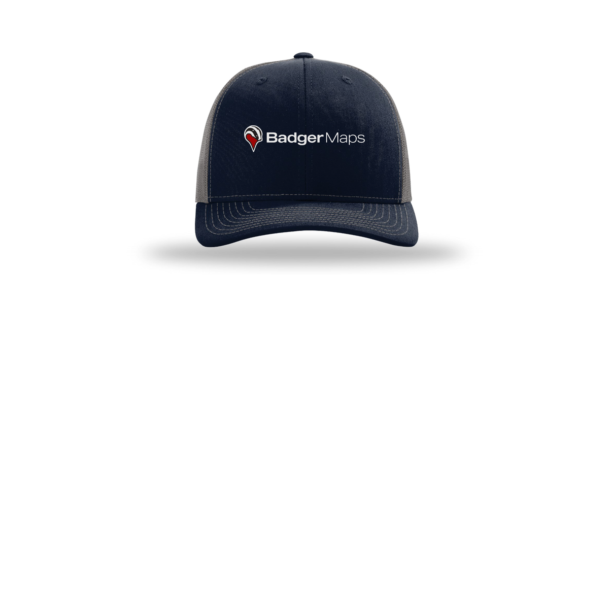 badgermapping-richardson-trucker-cap-embroidery-capfront-R112-navycharcoal-flat-front