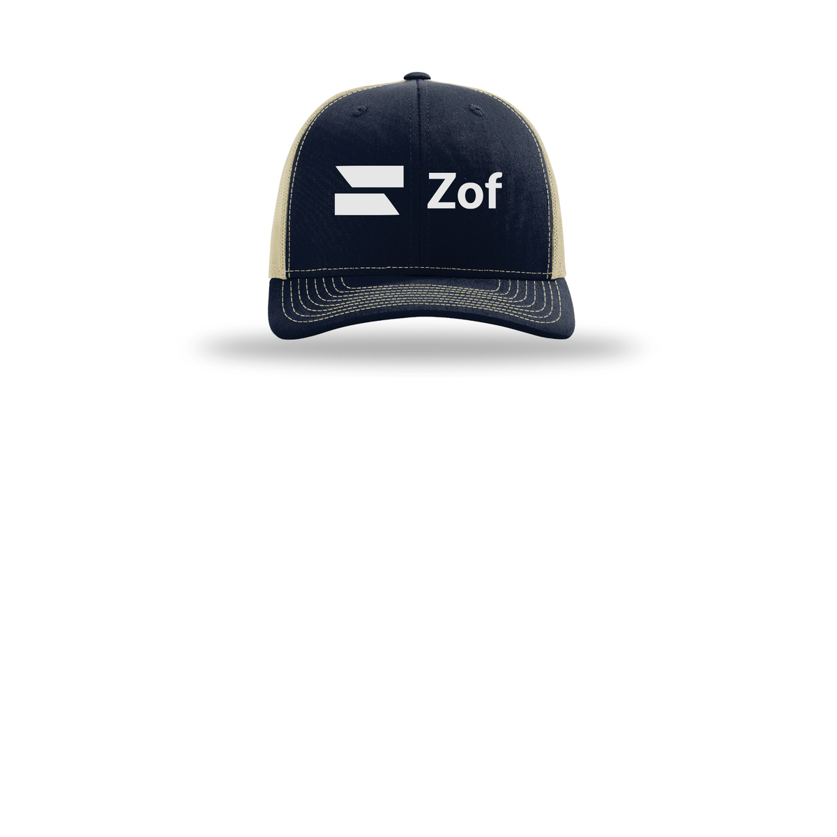 zof-richardson-trucker-cap-embroidery-capfront-R112-navykhaki-flat-front