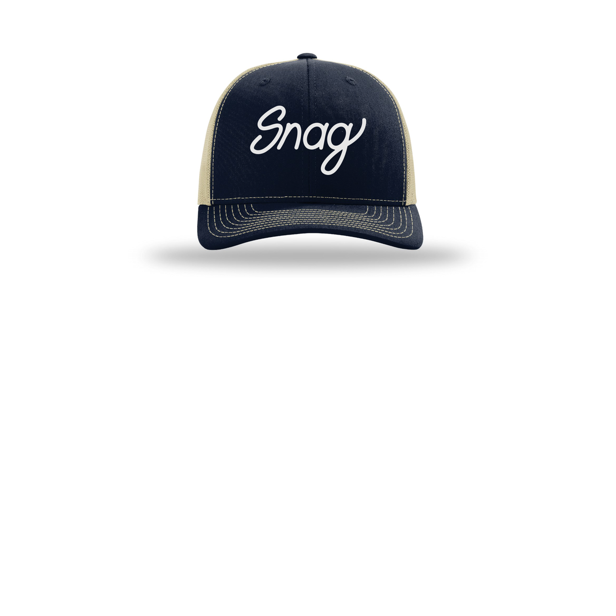 snagdelivery-richardson-trucker-cap-embroidery-capfront-R112-navykhaki-flat-front