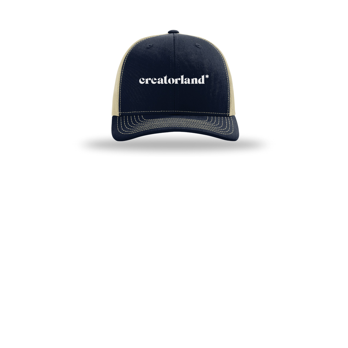 creatorland-richardson-trucker-cap-embroidery-capfront-R112-navykhaki-flat-front