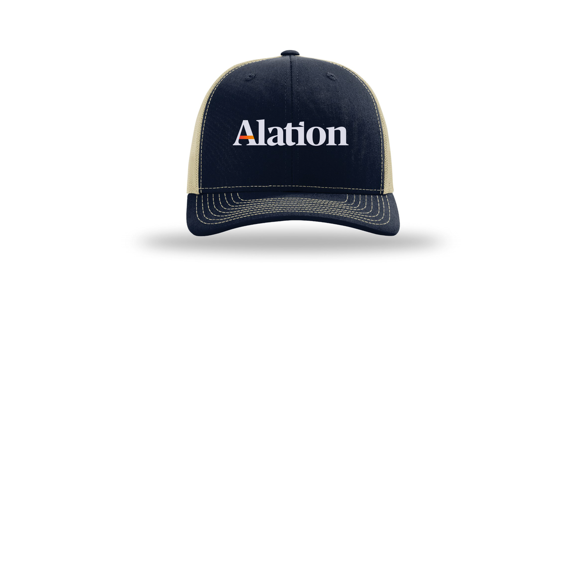 alation-richardson-trucker-cap-embroidery-capfront-R112-navykhaki-flat-front
