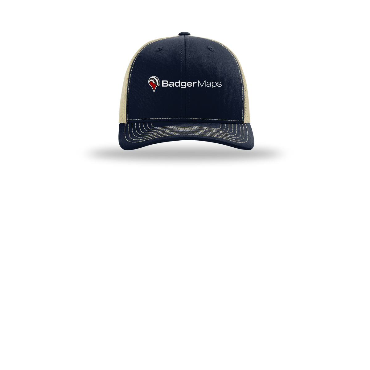 badgermapping-richardson-trucker-cap-embroidery-capfront-R112-navykhaki-flat-front