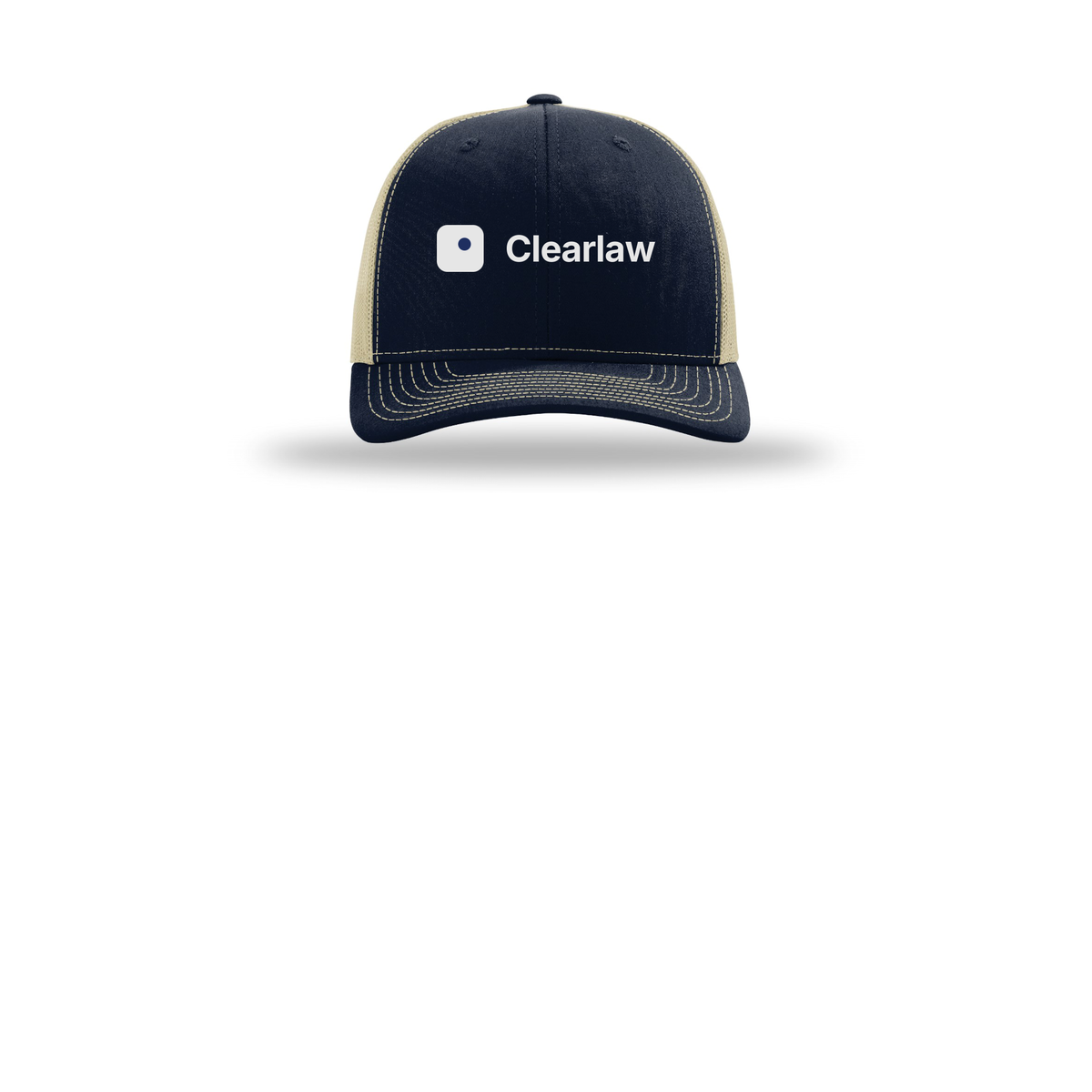 clearlaw-richardson-trucker-cap-embroidery-capfront-R112-navykhaki-flat-front