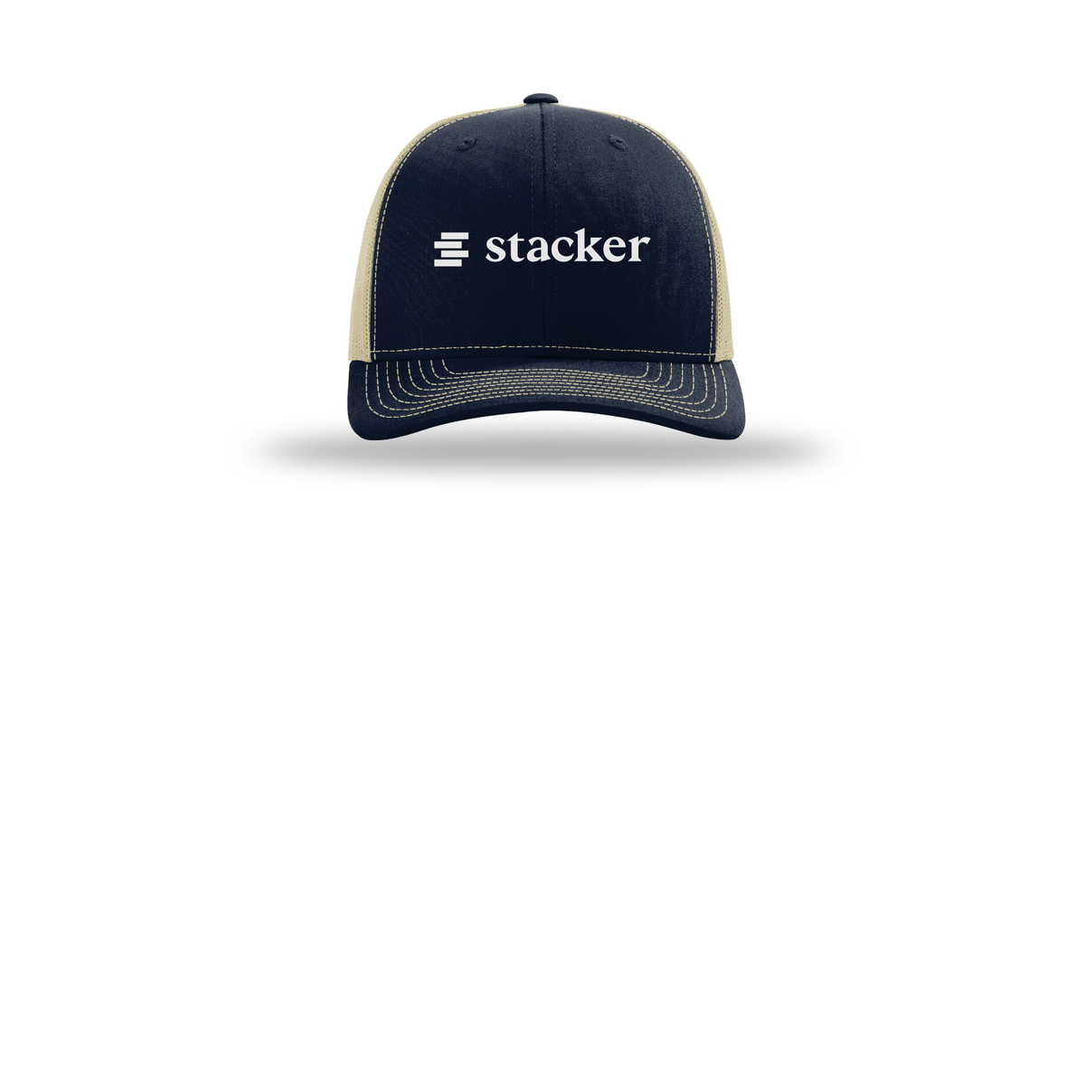 stacker-richardson-trucker-cap-embroidery-capfront-R112-navykhaki-flat-front