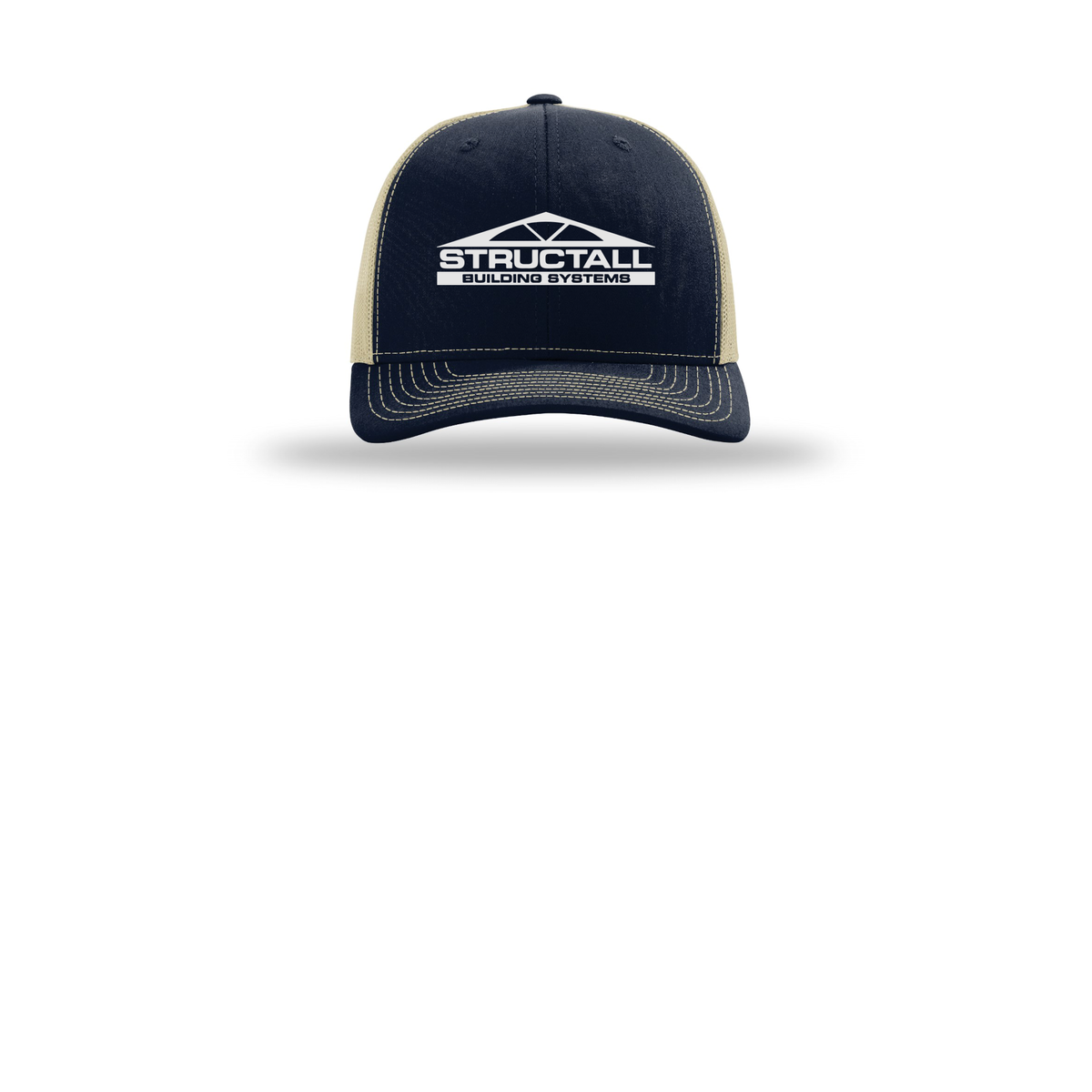 structall-richardson-trucker-cap-embroidery-capfront-R112-navykhaki-flat-front