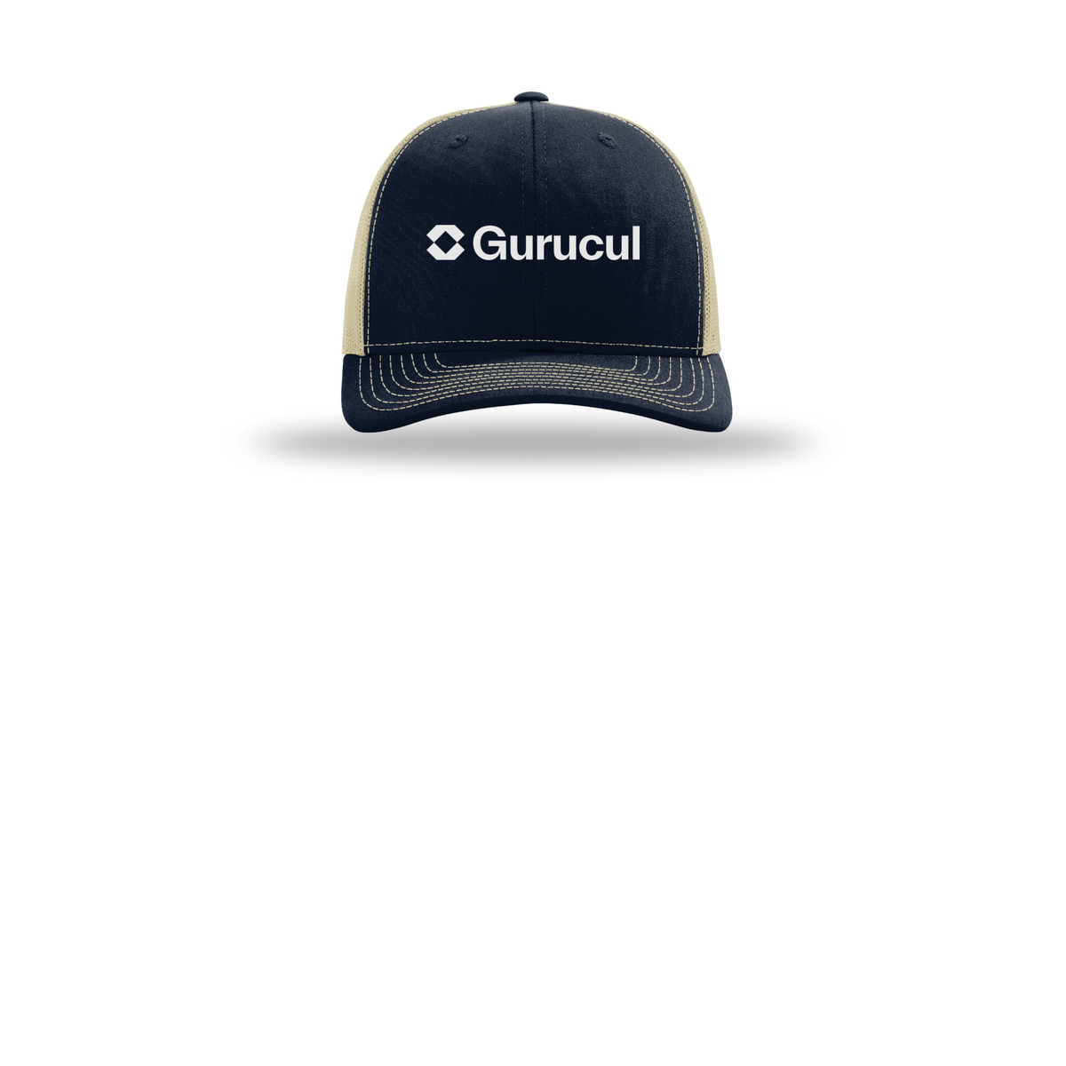 gurucul-richardson-trucker-cap-embroidery-capfront-R112-navykhaki-flat-front