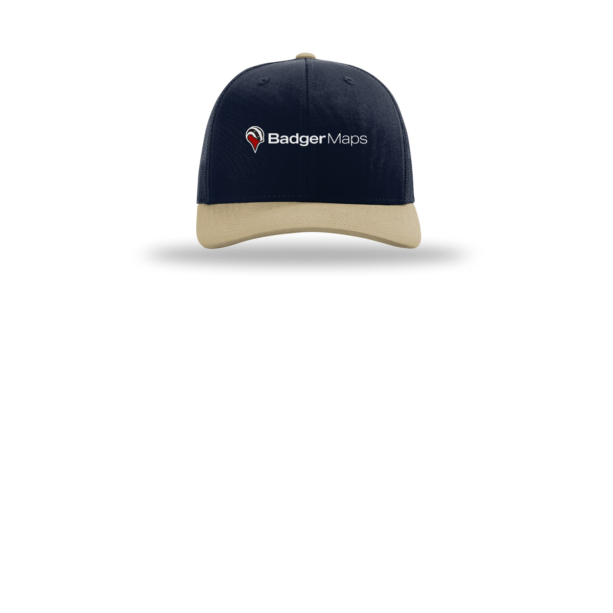 badgermapping-richardson-trucker-cap-embroidery-capfront-R112-navynavykhaki-flat-front