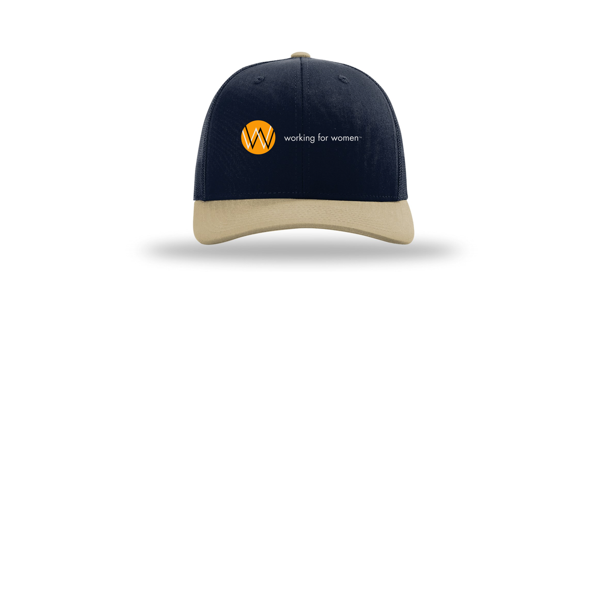 workingforwomen-richardson-trucker-cap-embroidery-capfront-R112-navynavykhaki-flat-front