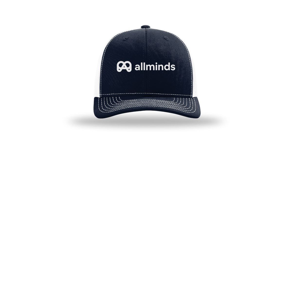 getallminds-richardson-trucker-cap-embroidery-capfront-R112-navywhite-flat-front